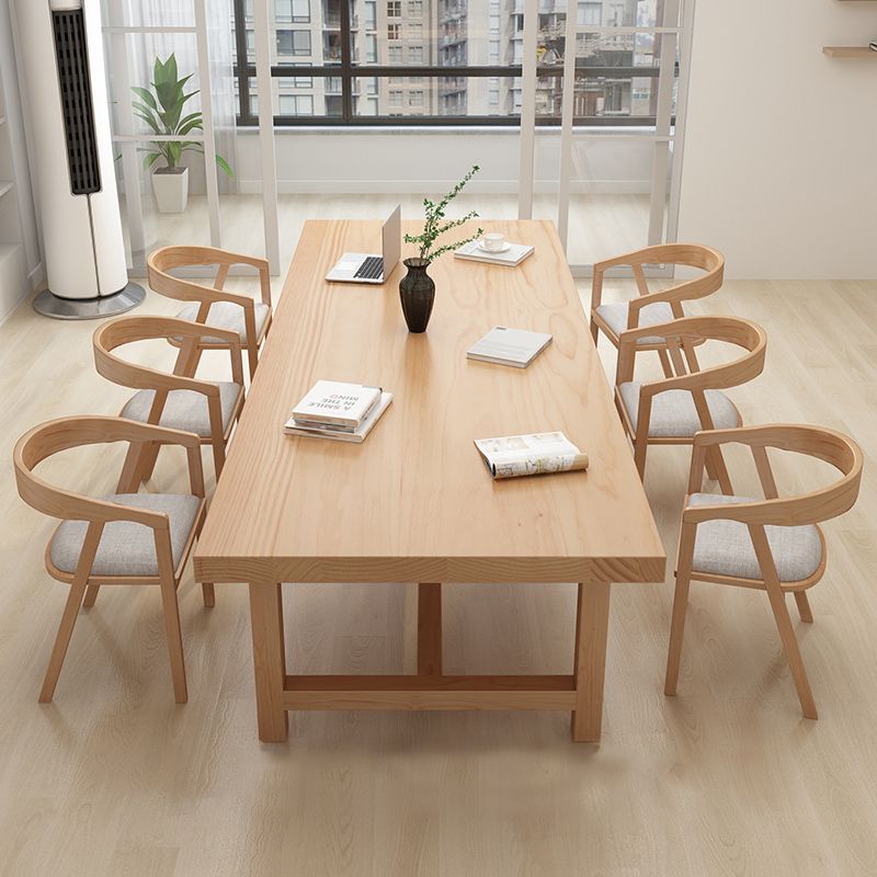 Rectangle Industrial Dining Room Table Pine Solid Wood Table with Trestle Base Clearhalo ' dining_table' 'Dining Tables & Seating' 'Dining Tables' 'furn' 'furn_dining_table' 'Furniture' 'furniture_dining_table' 'Kitchen & Dining Furniture' 'kitchen&dining_furn' 'kitchen' 'kitchen_dining_table' 1200x1200_b57f0b69-8616-49e7-9b28-3788e98bbcbf