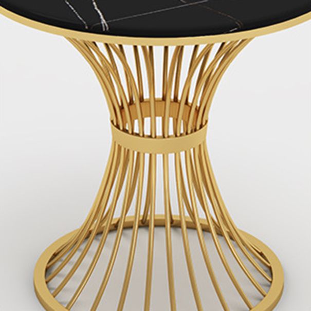 Ensemble de coin repas avec plateau en pierre noire et base en métal, ensemble de table à manger ronde moderne, 1/5 pièces