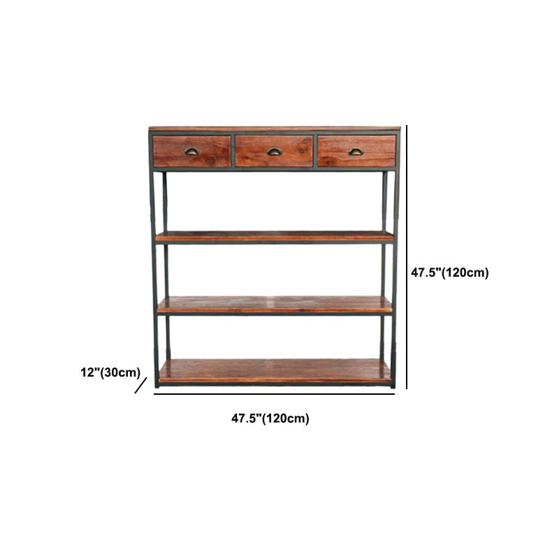 Libreria per mensole a casa aperta in metallo e legno contemporaneo con scaffali