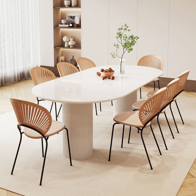 White Contemporary Dining Room Dinner Kitchen Table Double Pedestal Dinner Table
