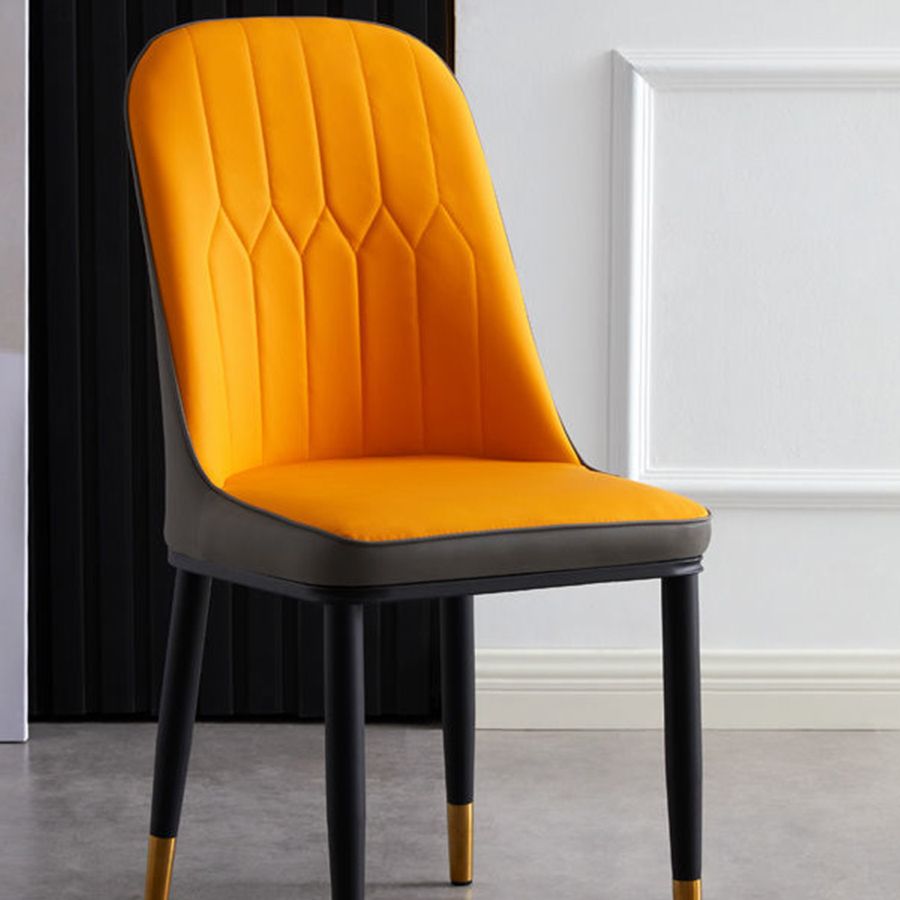 Glam Style Metal Dining Room Chairs Armless Parsons Leather Chair for Restaurant Clearhalo ' kitchen&dining_furn' 'Dining Chairs' 'Dining Tables & Seating' 'dining_chair' 'furn' 'furn_dining_chair' 'Furniture' 'furniture_dining_chair' 'Kitchen & Dining Furniture' 'kitchen' 1200x1200_b586d3bc-3e25-4e90-a13e-fe27fcea5f22