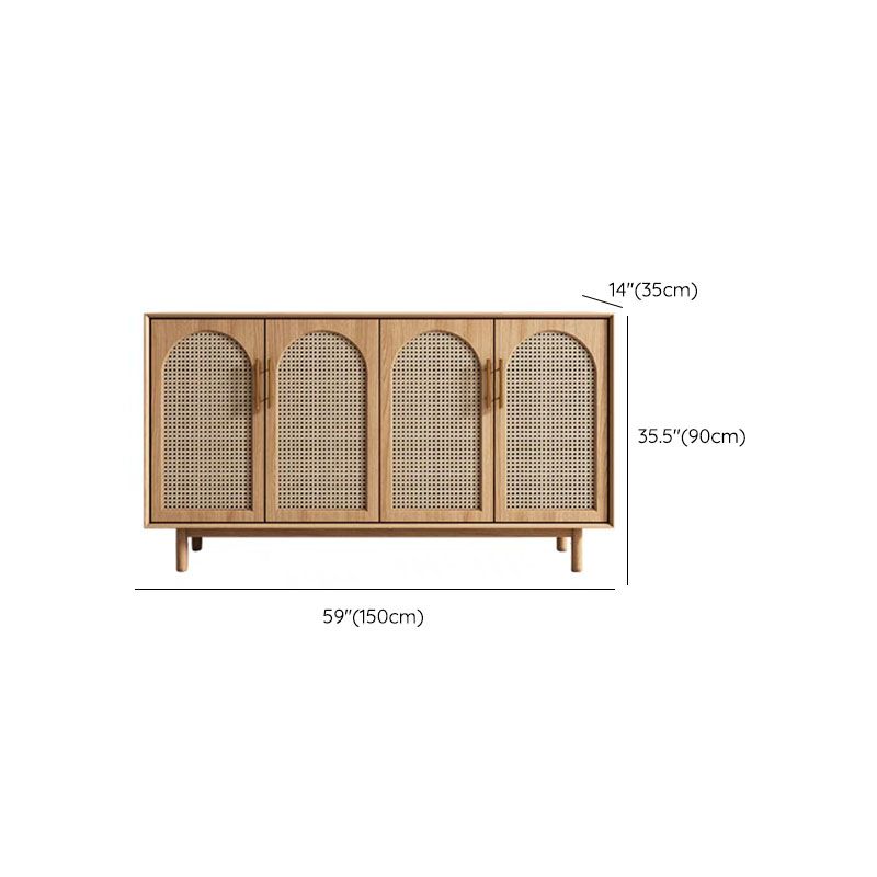 Contemporary Brown Wicker Doors Sideboard Solid Wood Buffet Table with Doors Clearhalo 'buffet_sideboard' 'Buffets & Sideboards' 'furn' 'furn_buffet_sideboard' 'Furniture' 'Kitchen & Dining Furniture' 1200x1200_b5880e2e-73b6-4366-bcf7-19c341794299
