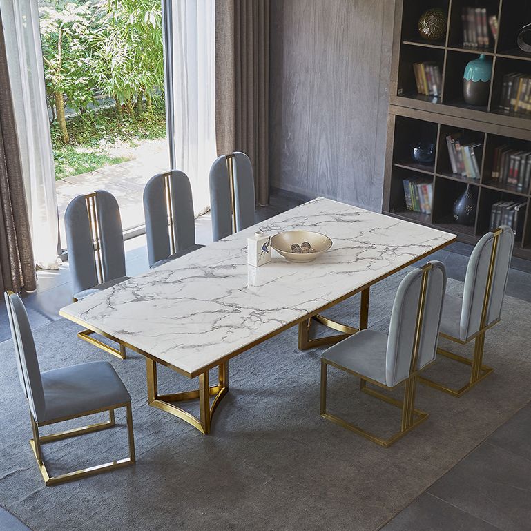 Metal Traditional Luxury Rectangle Table Sintered Stone Top Table for Dining Room Clearhalo ' dining_table' 'Dining Tables & Seating' 'Dining Tables' 'furn' 'furn_dining_table' 'Furniture' 'furniture_dining_table' 'Kitchen & Dining Furniture' 'kitchen&dining_furn' 'kitchen' 'kitchen_dining_table' 1200x1200_b5890493-6df4-4eb1-a7c9-bd63b6d07740