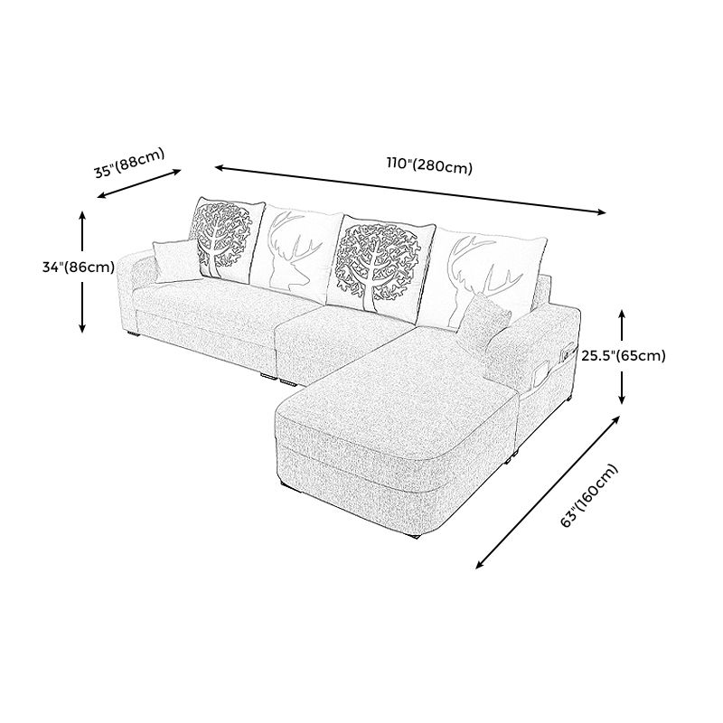 Contemporary Square Arm Sofa with Bolster Pillows for Living Room, Apartment Clearhalo 'furn' 'furn_sectionals' 'Furniture' 'furniture_sectionals' 'kitchen' 'kitchen_sectionals' 'Living Room Furniture' 'Sectionals' 1200x1200_b58a01fc-d1f5-45a8-877c-d11dfe22ac31
