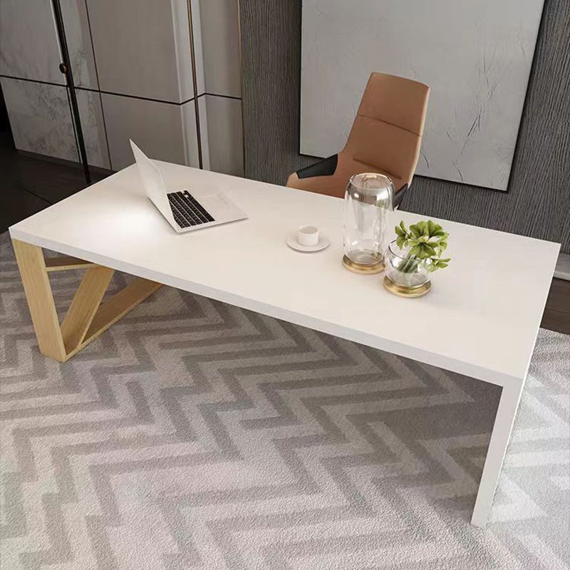Blanc en bois massif en bois solide RECTANGULAIRE Bureau de réunion glamour pour le bureau