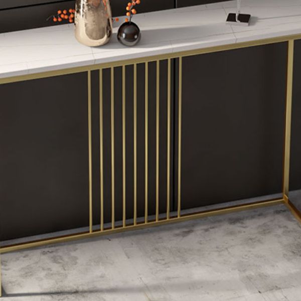 Tabella della console di base di cavalletto di ferro con tavolo accento superiore in pietra rettangolo