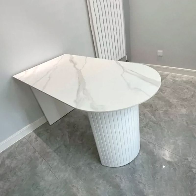 Contemporary Sintered Stone Irregular Shape Dining Table Standard White Dining Table for Kitchen Clearhalo ' dining_table' 'Dining Tables & Seating' 'Dining Tables' 'furn' 'furn_dining_table' 'Furniture' 'furniture_dining_table' 'Kitchen & Dining Furniture' 'kitchen&dining_furn' 'kitchen' 'kitchen_dining_table' 1200x1200_b58d4840-835a-426a-829b-cf67f8463f4e