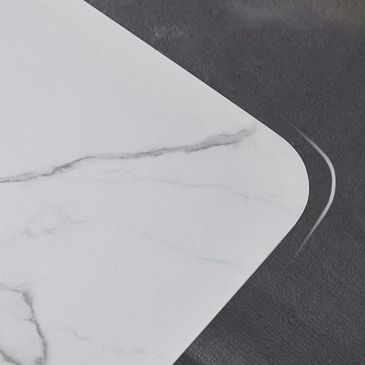 Industrial Rectangle Dining Table White Stone Top Table with Black Metal Legs Clearhalo 'Dining Tables & Seating' 'Dining Tables' 'dining_table' 'furn' 'furn_dining_table' 'Furniture' 'Kitchen & Dining Furniture' 1200x1200_b58e3ccf-d611-4227-adb7-9883cbb74cd4