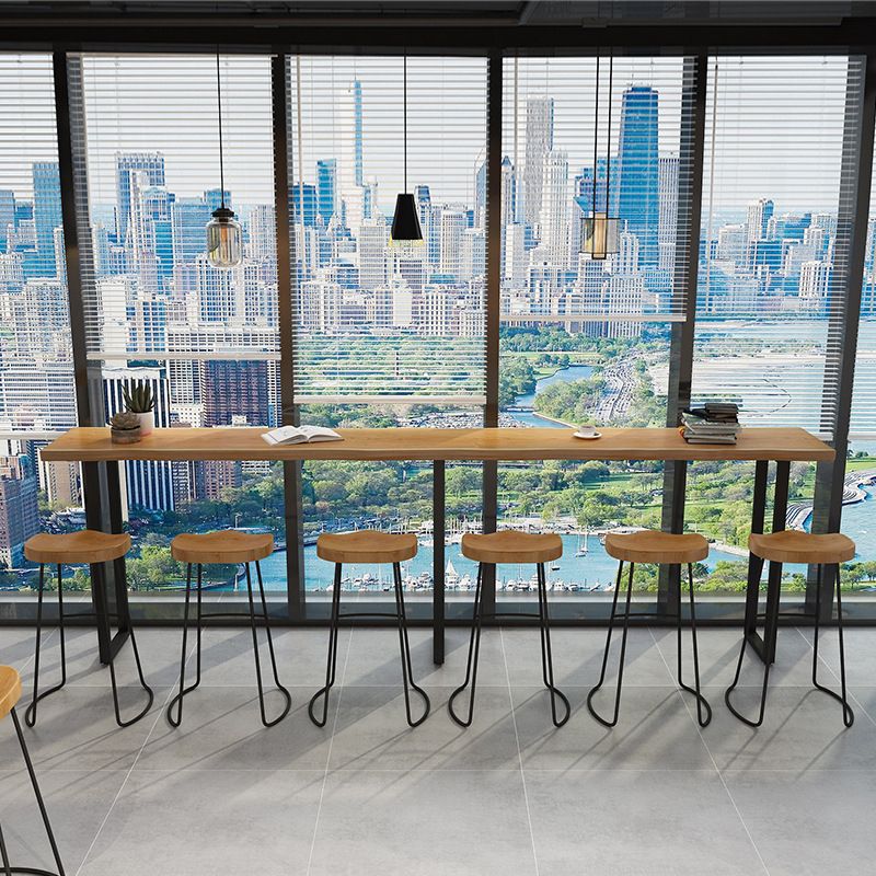 Solid Wood Bar Table Industrial Bar Dining Table with Sled Base in Black Clearhalo 'Bar Furniture' 'Bar Tables' 'bar_tables' 'furn' 'furn_bar_tables' 'Furniture' 'furniture_bar_tables' 'Kitchen & Dining Furniture' 1200x1200_b58ea226-88b1-4015-8cf5-6d68e8b6b693