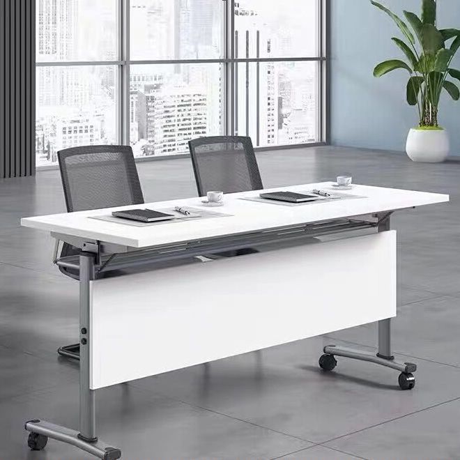 Rectangular Writing Desk Metal Base with Caster Wheel Desk for Office Clearhalo 'Furniture' 'furniture_office_desk' 'Office Desks' 'Office Furniture' 'office_desk' 1200x1200_b58f11a7-3887-422f-9e1e-6de13881a518