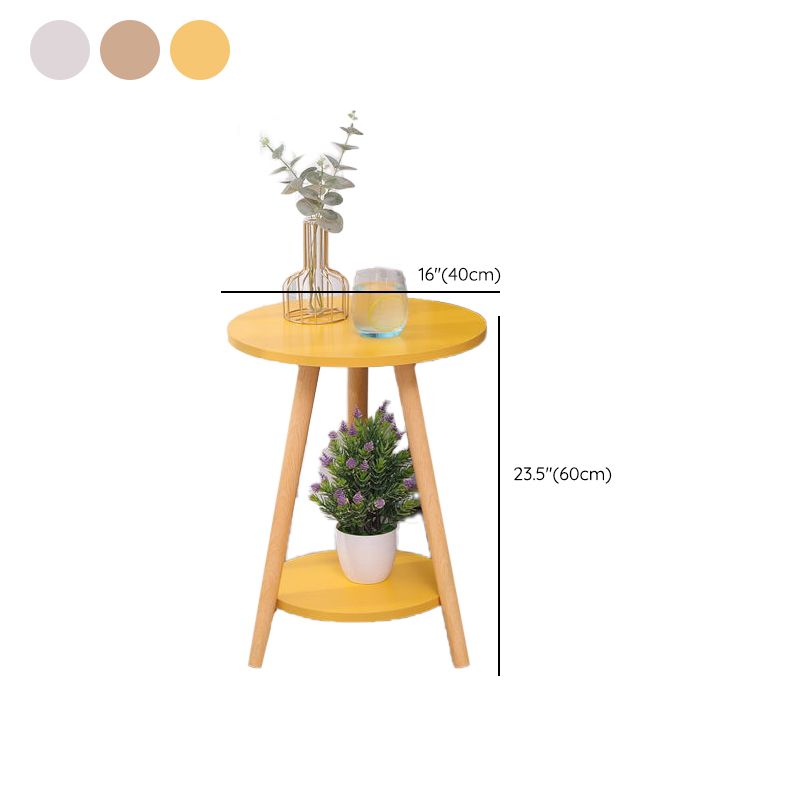 Mesa moderna de 3 piernas Mesa de madera maciza redonda de madera maciza para sala de estar