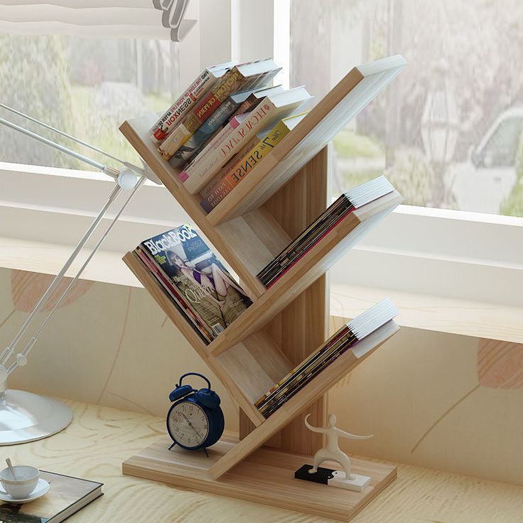 Modern Style Bookshelf in Engineer Wood Closed Back Bookcase