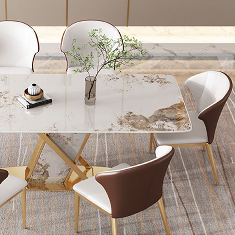 High Gloss White Dining Table Set 1/4/5/7 Pieces Glam Dinette Set with Leather Chairs Clearhalo 'Dining Room Sets' 'Dining Tables & Seating' 'dining_room_set' 'furn' 'furn_dining_room_set' 'Furniture' 'Kitchen & Dining Furniture' 1200x1200_b5916940-493e-492f-af10-cd7226f91019