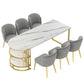 White Stone Top Dinner Room Kitchen Table Modern Metal Base Dinner Table Clearhalo 'Dining Tables & Seating' 'Dining Tables' 'dining_table' 'furn' 'furn_dining_table' 'Furniture' 'furniture_dining_table' 'Kitchen & Dining Furniture' 'kitchen' 'kitchen_dining_table' 1200x1200_b5925d9d-d62e-4a33-8a4c-0a75dc3f26be