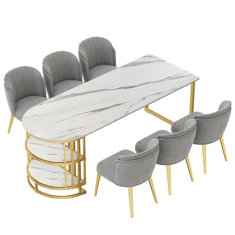 White Stone Top Dinner Room Kitchen Table Modern Metal Base Dinner Table Clearhalo 'Dining Tables & Seating' 'Dining Tables' 'dining_table' 'furn' 'furn_dining_table' 'Furniture' 'furniture_dining_table' 'Kitchen & Dining Furniture' 'kitchen' 'kitchen_dining_table' 1200x1200_b5925d9d-d62e-4a33-8a4c-0a75dc3f26be