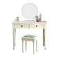 Modern Style Pine White Rectangular 4 Legs Dressing Table with 2 Drawers