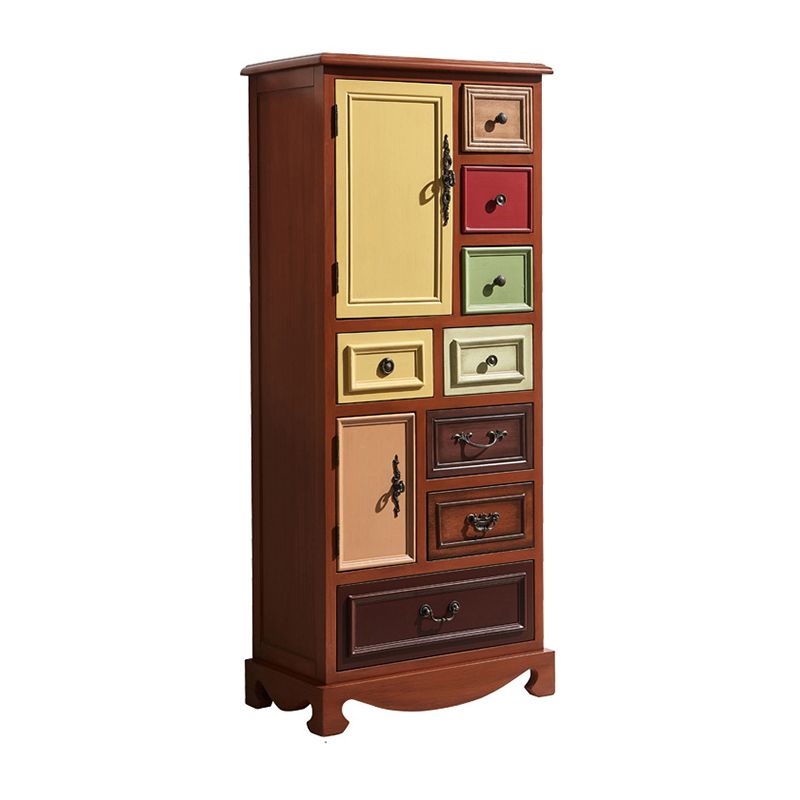 8つの引き出しと2つのドアを備えた産業アクセントキャビネット