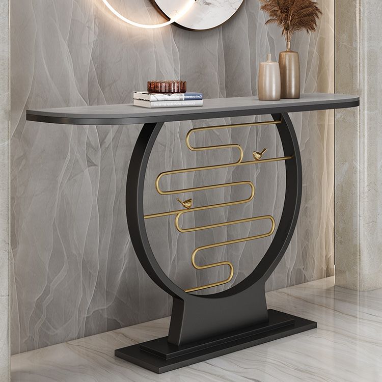 Contemporary Half Moon Console Accent Table Antique Finish Console Table