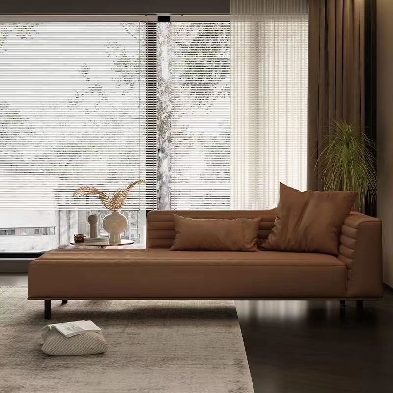 Nordic Living Room Cotton Chaise Square Arms Upholstered Chaise Lounge with Wooden Base Clearhalo 'Chairs & Seating' 'Chaise Lounge' 'chaise_lounge' 'furn' 'furn_chaise_lounge' 'Furniture' 'Living Room Furniture' 1200x1200_b597fbc0-227c-42a6-a566-b6471e0e8cbc