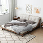 Midden-eeuws modern bedframe massief houten standaard bed as gestoffeerd hoofdeinde hoofdeinde