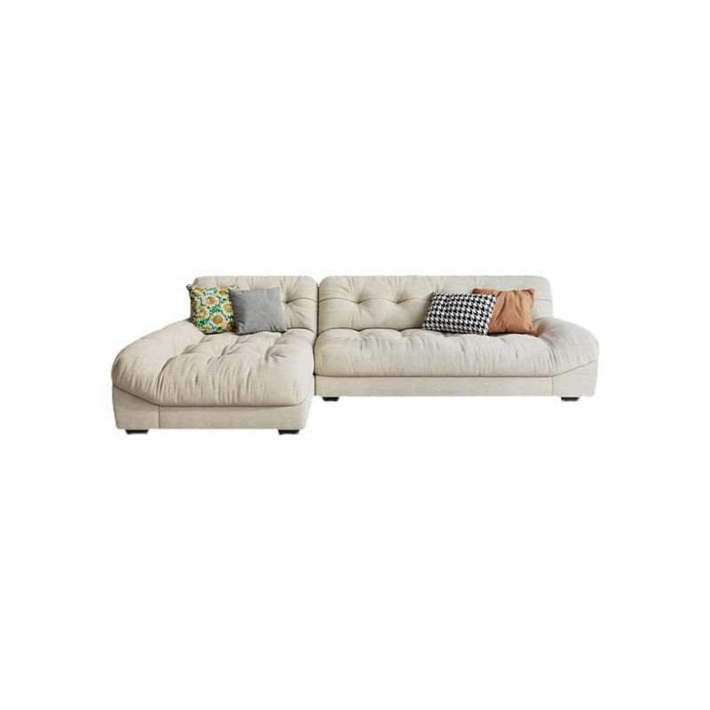 Cream-white Sectional down Padded Tufted Back Tech/flannelette Sofa