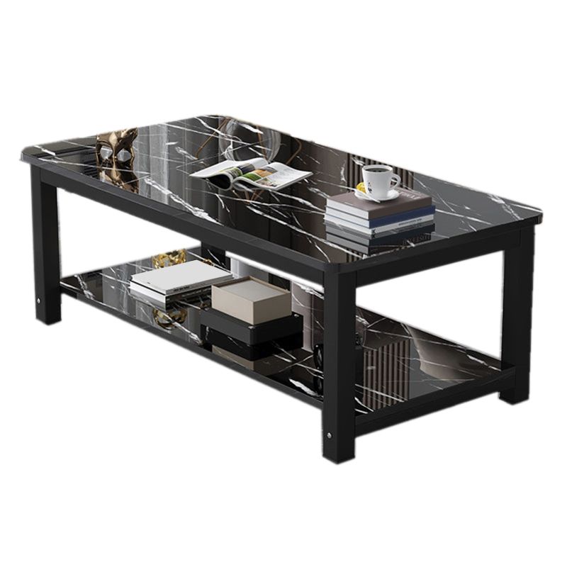 Ronde houten koffie of eindtafel ijzer voetstukbasis met opslag