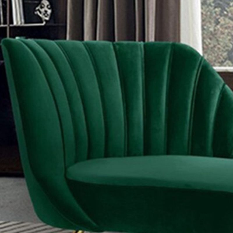 Glam Cushioned Chaise Lounge Velvet Chaise with Flared Arms for Bedroom and Living Room