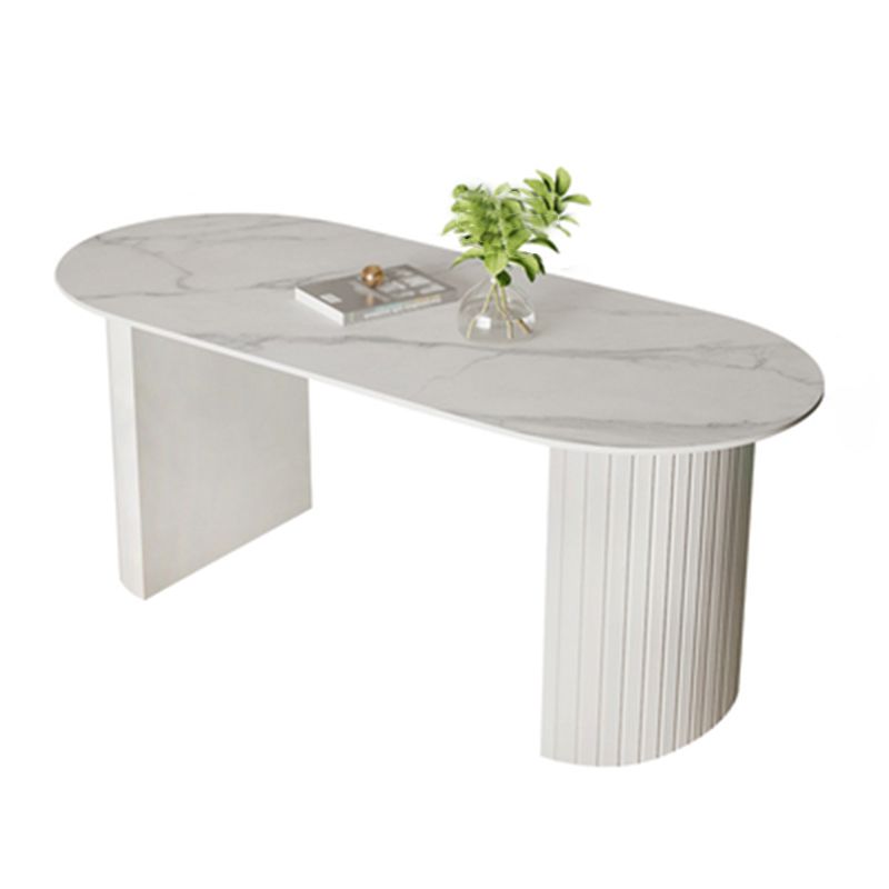 Metal Contemporary White Dining Table Sintered Stone Dining Table for Kitchen and Dining Room Clearhalo ' dining_table' 'Dining Tables & Seating' 'Dining Tables' 'furn' 'furn_dining_table' 'Furniture' 'furniture_dining_table' 'Kitchen & Dining Furniture' 'kitchen&dining_furn' 'kitchen' 'kitchen_dining_table' 1200x1200_b59cad88-4fdd-44d3-b3e9-f4f0da9130e0
