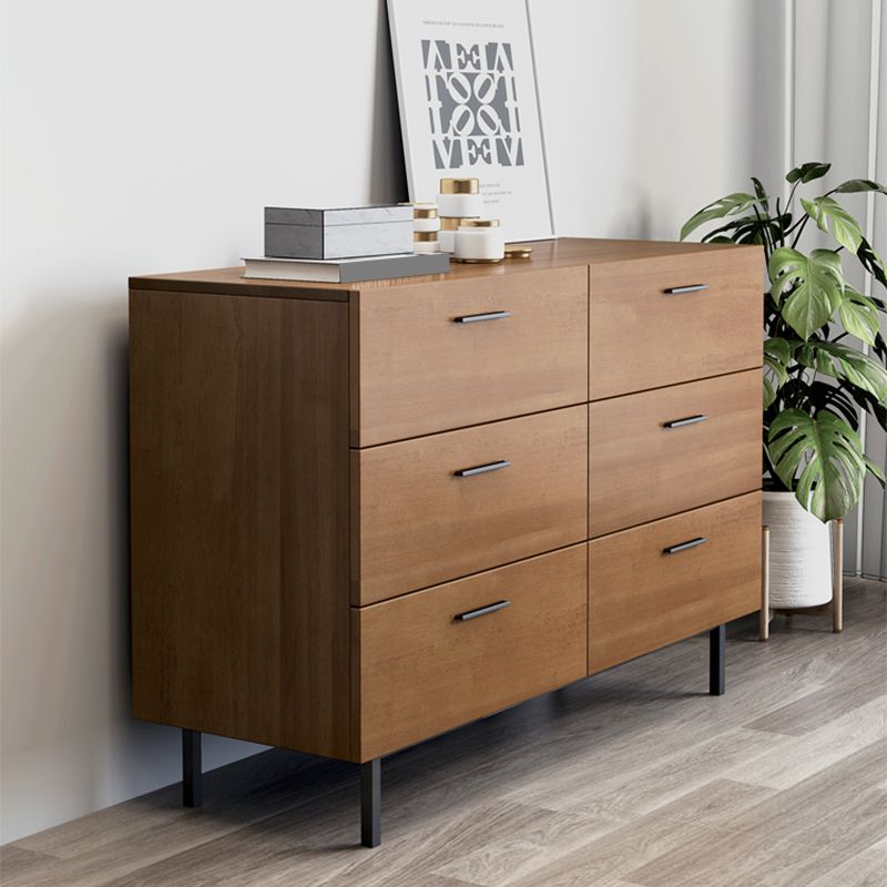 Gabinete de almacenamiento resistente al agua Cofres de acento de madera maciza con 6 cajones