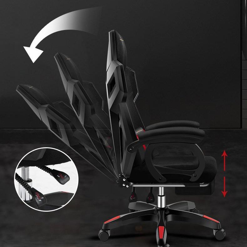 Black Nylon Frame Modern Gaming Chair Swivel Computer Desk Chair with Padded Arms Clearhalo 'furn' 'furn_office_chair' 'Furniture' 'furniture_office_chair' 'Office Chairs' 'Office Furniture' 'office_chair' 1200x1200_b59d69c1-ee36-4287-b0d6-f239478334dd