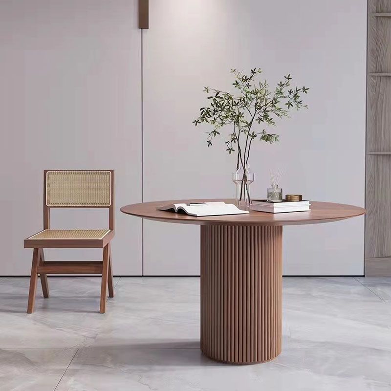 Solid Wood Dining Table Contemporary Dining Site Table with Pedestal Base Clearhalo 'Dining Tables & Seating' 'Dining Tables' 'dining_table' 'furn' 'furn_dining_table' 'Furniture' 'Kitchen & Dining Furniture' 1200x1200_b59dabfb-601a-48a6-b46e-eaef92d34e73