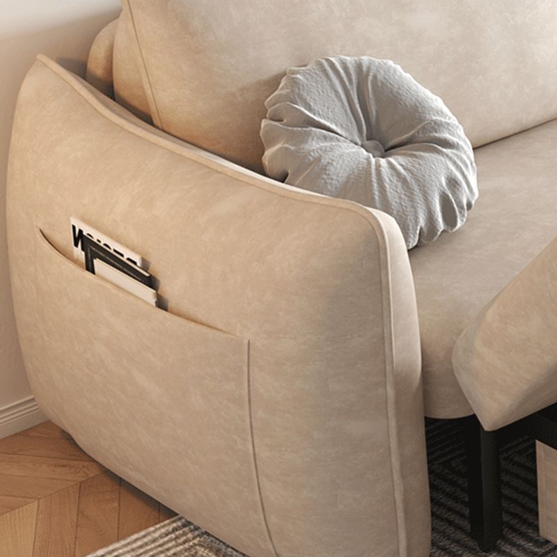 Cama de cuero con faux convertible Cama Contemporánea de sofá cama de brazo cuadrado en beige