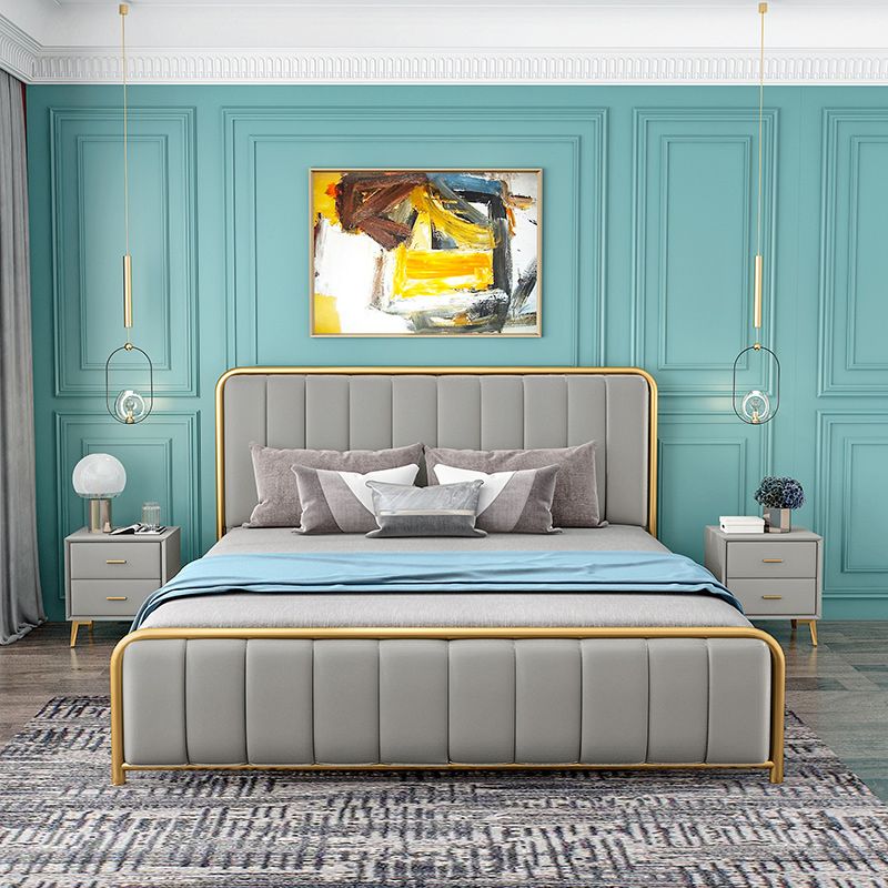 Lit de plate-forme en métal 43,3 "lit de haut standard avec tête de lit rembourrée