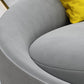 Samt modernes gebogenes Sofa in grauen Sitzgelegenheiten mit abgenähten Arm Arm mit Kissen