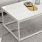 Mesa de centro rectangular Glam con tapa de mármol blanco y estructura de hierro