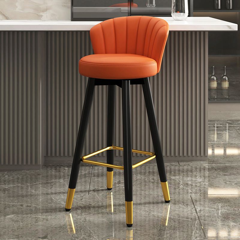 Silla contemporánea del mostrador de la sala de estar de la imitación de cuero de los taburetes de bar de las piernas del metal