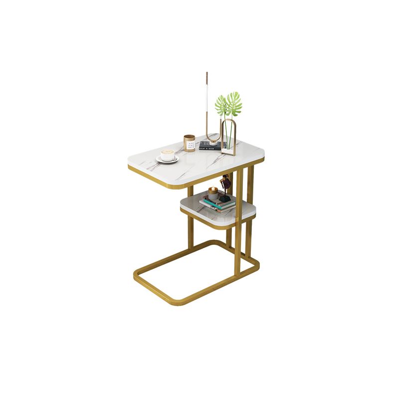 Modern Style Gold/black Metal Base Black/white Slate Top Rectangular Side Table Clearhalo 'Coffee & Accent Tables' 'End & Side Tables' 'end_side_tables' 'furn' 'furn_end_side_tables' 'Furniture' 'Living Room Furniture' 1200x1200_b5a19e89-fac4-4be9-bb5e-5f94e5b9640f