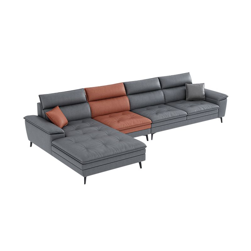 34.25 "H Faux Leather Pillow Top Arm Sofa & Chaise for Living Room