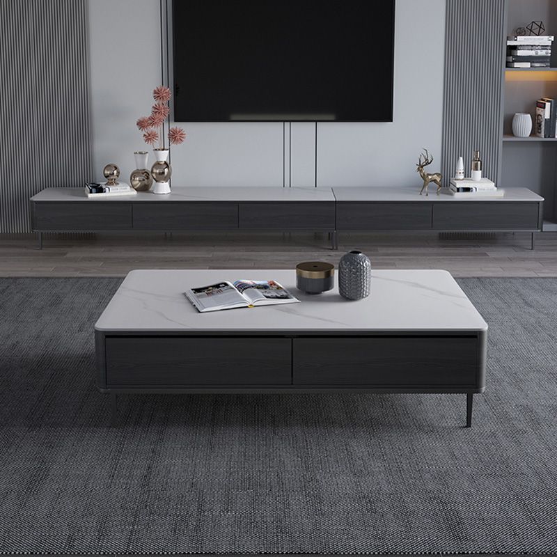 Rectangle Slate Cocktail Table 4 Legs Coffee Table with Drawer Clearhalo 'Coffee & Accent Tables' 'Coffee Tables' 'coffee_tables' 'furn' 'furn_coffee_tables' 'Furniture' 'Living Room Furniture' 1200x1200_b5a329f0-8534-474e-8702-9807b380f010
