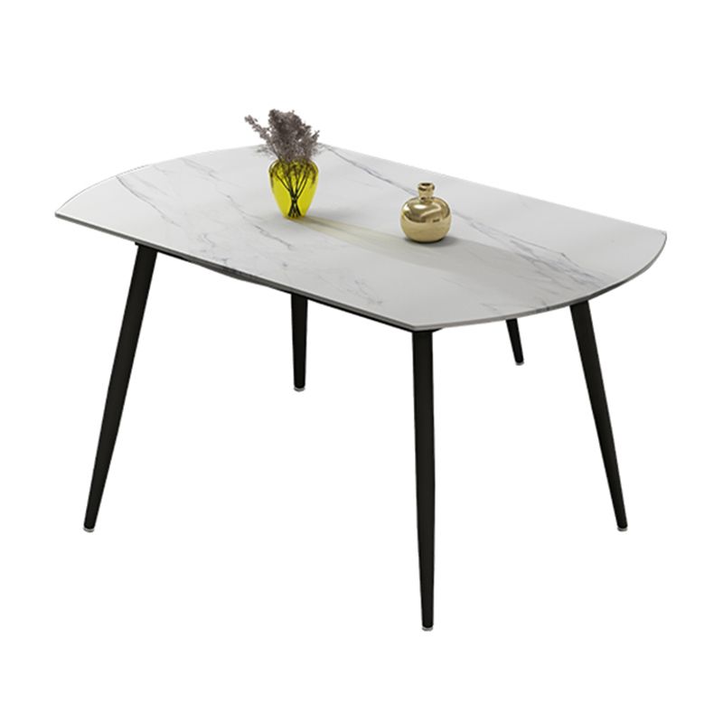 Extendable Round Dining Table Modern Sintered Stone Top Table with Metal 4 Legs Clearhalo ' dining_table' 'Dining Tables & Seating' 'Dining Tables' 'furn' 'furn_dining_table' 'Furniture' 'furniture_dining_table' 'Kitchen & Dining Furniture' 'kitchen&dining_furn' 'kitchen' 'kitchen_dining_table' 1200x1200_b5a4c484-b57c-4b0e-968f-dd1438017b62