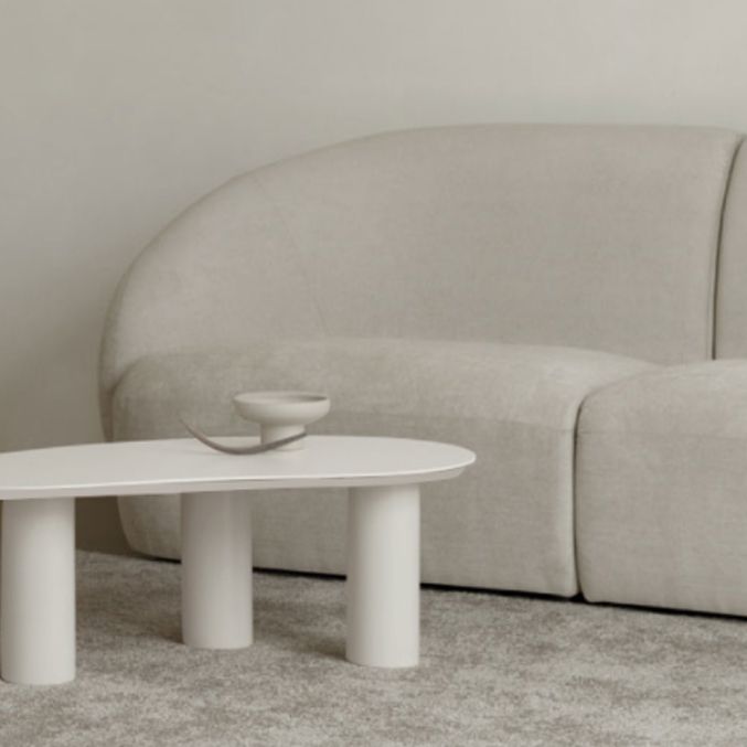 Solid Wood 3 Legs Coffee Table 13" H Cloud-Shaped Cocktail Table
