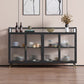 Glam Iron Sideboard Glass Doors Dining Server with Stone Countertop for Living Room Clearhalo 'buffet_sideboard' 'Buffets & Sideboards' 'furn' 'furn_buffet_sideboard' 'Furniture' 'furniture_buffet_sideboard' 'Kitchen & Dining Furniture' 1200x1200_b5a6057b-1f42-458b-b208-37cb45ce7e21