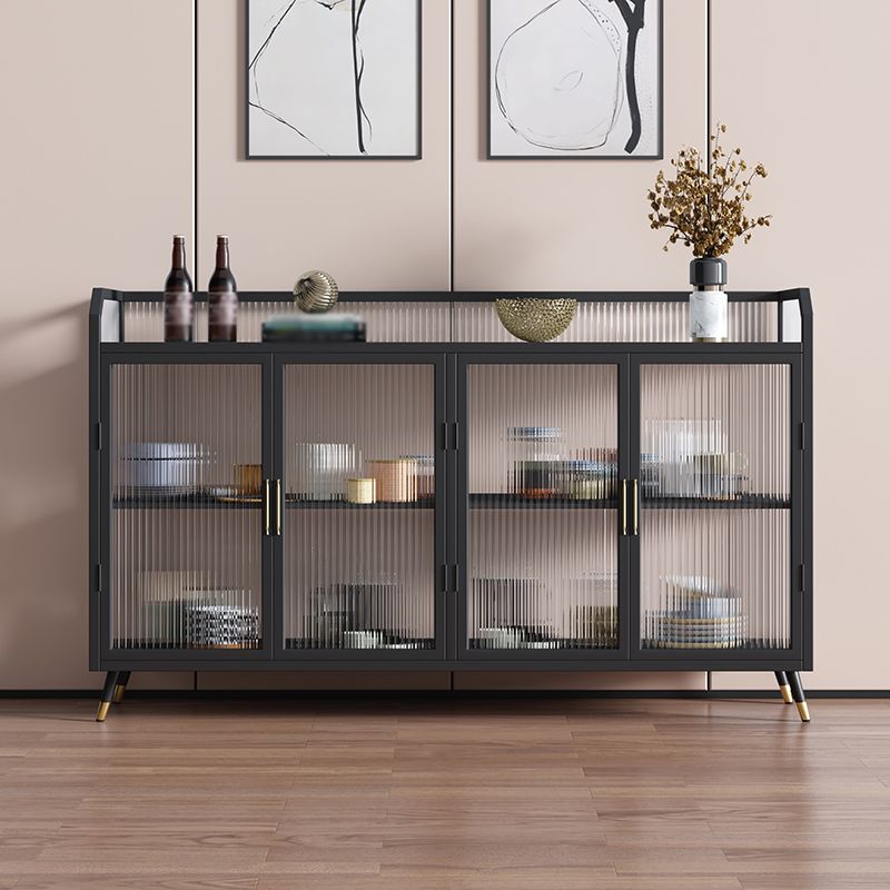 Glam Iron Sideboard Glass Doors Dining Server with Stone Countertop for Living Room Clearhalo 'buffet_sideboard' 'Buffets & Sideboards' 'furn' 'furn_buffet_sideboard' 'Furniture' 'furniture_buffet_sideboard' 'Kitchen & Dining Furniture' 1200x1200_b5a6057b-1f42-458b-b208-37cb45ce7e21