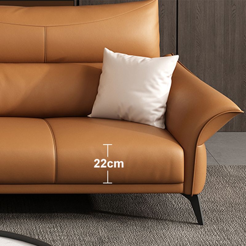 Cuscino cucito contemporaneo posteriore standard braccio svasato divano in pelle genuina