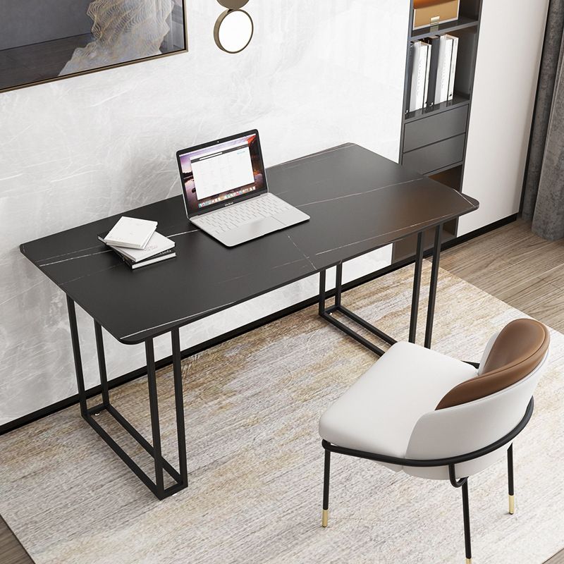 Scrivania di scrittura in pietra contemporanea da 29,53 pollici con 1 scrivania con 1 scaffale