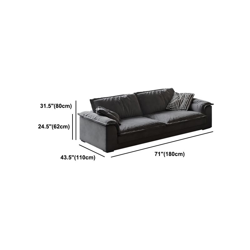 Stain-Resistant Dark Gray Contemporary Square Arm Solid Wood Sofa