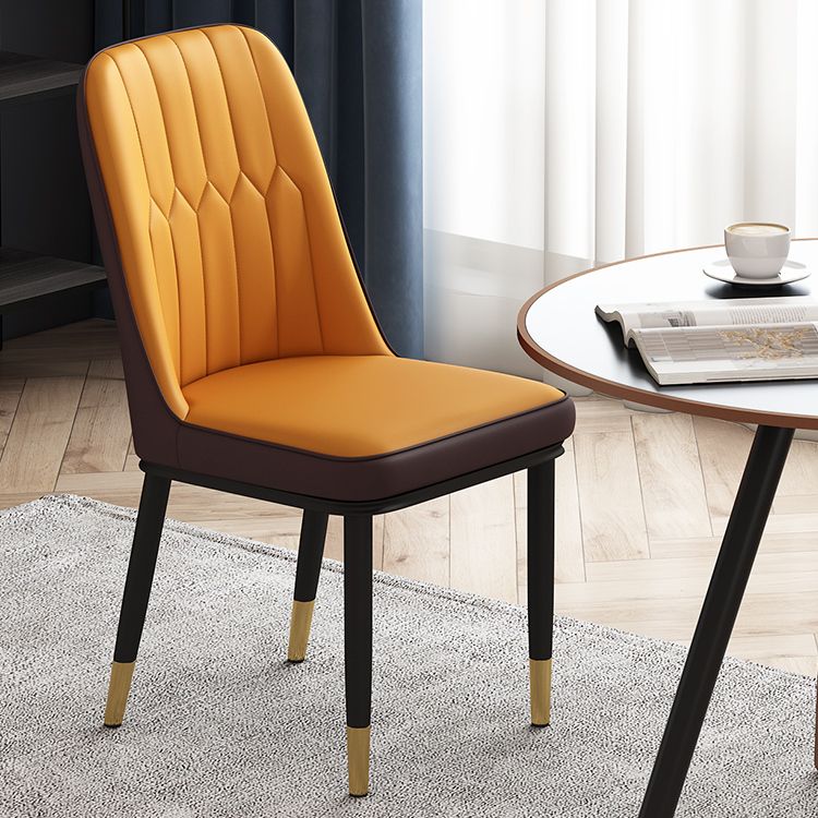 Scandinavian Style Metal Dining Chair Dining Room Solid Back Armless Chair Clearhalo ' kitchen&dining_furn' 'Dining Chairs' 'Dining Tables & Seating' 'dining_chair' 'furn' 'furn_dining_chair' 'Furniture' 'furniture_dining_chair' 'Kitchen & Dining Furniture' 'kitchen' 1200x1200_b5aa0d8a-9200-4637-9a60-030cd01429b9