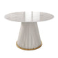 Glam Stone Round Dining Table with Pedestal Table for Dining Room