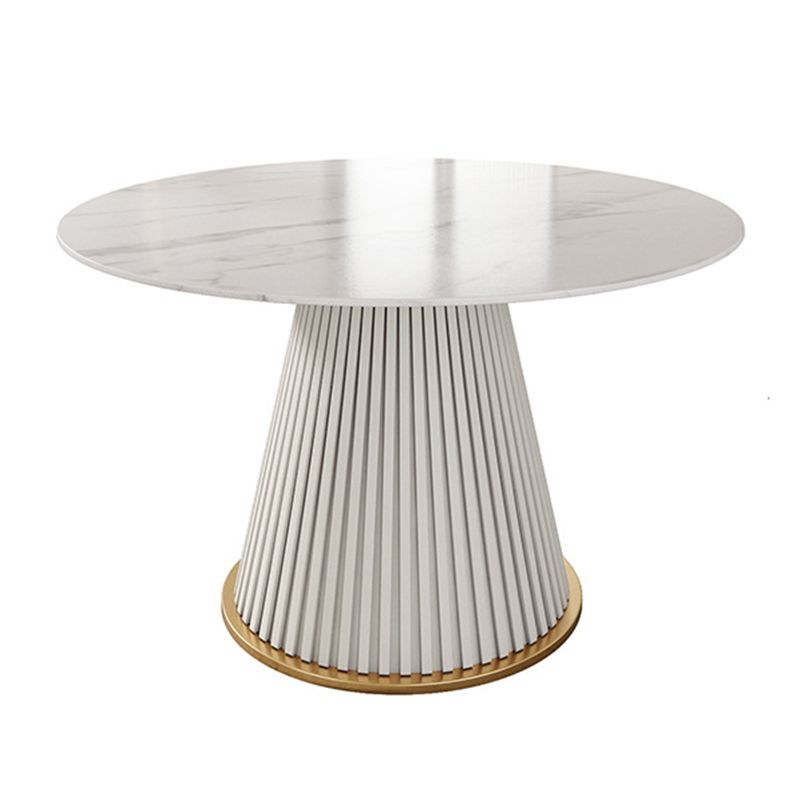 Glam Stone Round Dining Table with Pedestal Table for Dining Room