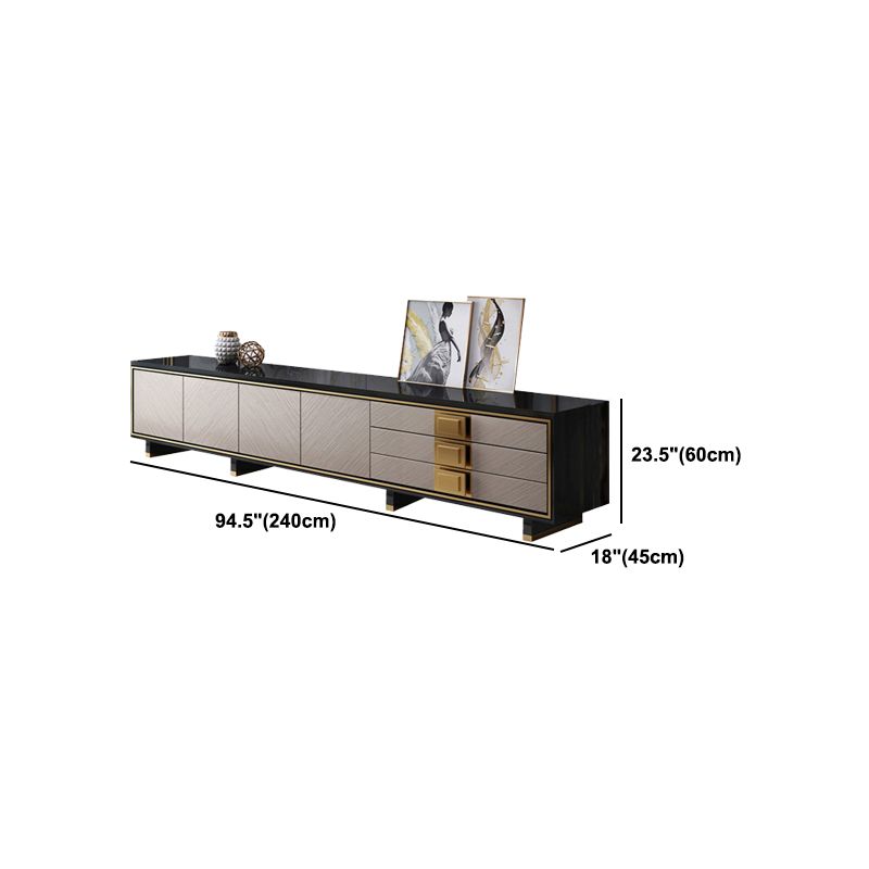 23.62 "H TVスタンドグラムスタイルの囲まれたストレージテレビコンソール3つの引き出し付き